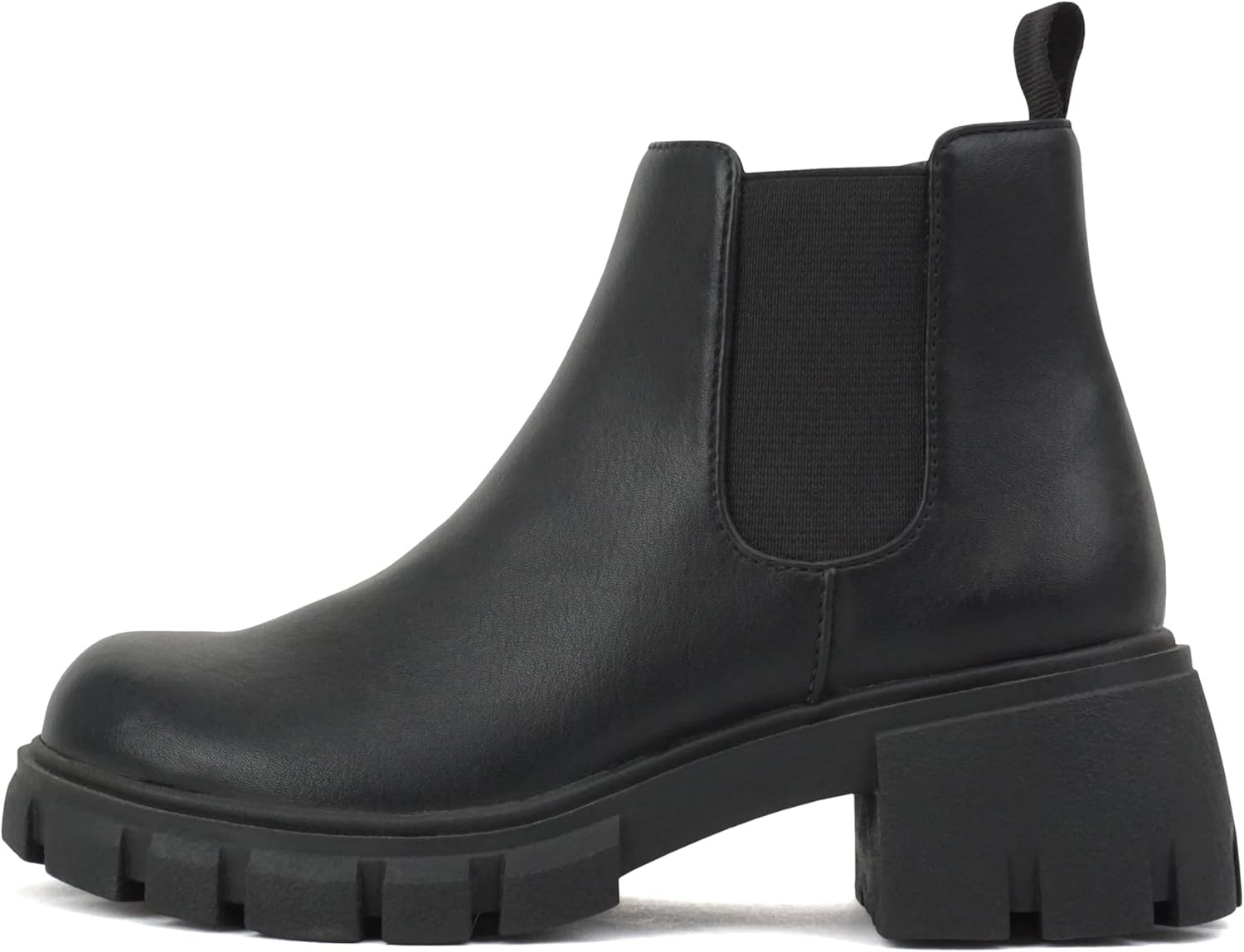 

Ботильоны Soda PIONEER-2 для детей/девочек с низким каблуком и подошвой Lug, стильные челси с двойной эластичной вставкой, Black Pu