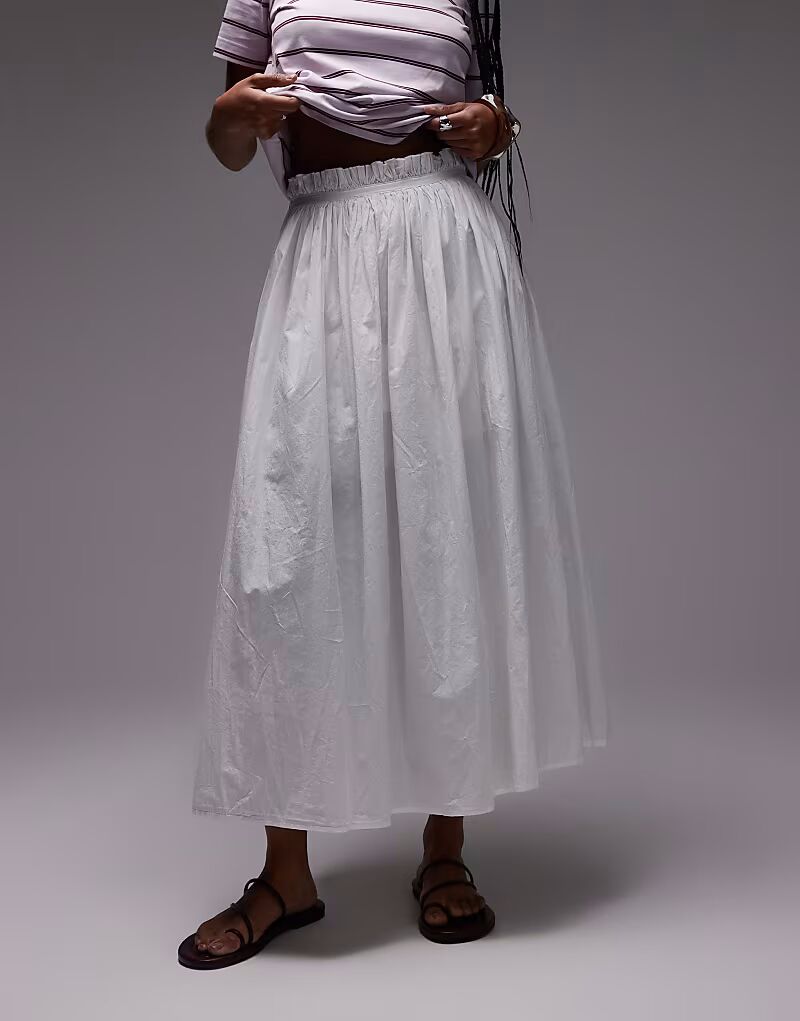 

Юбка цвета слоновой кости из жатого хлопка с боковой молнией Topshop