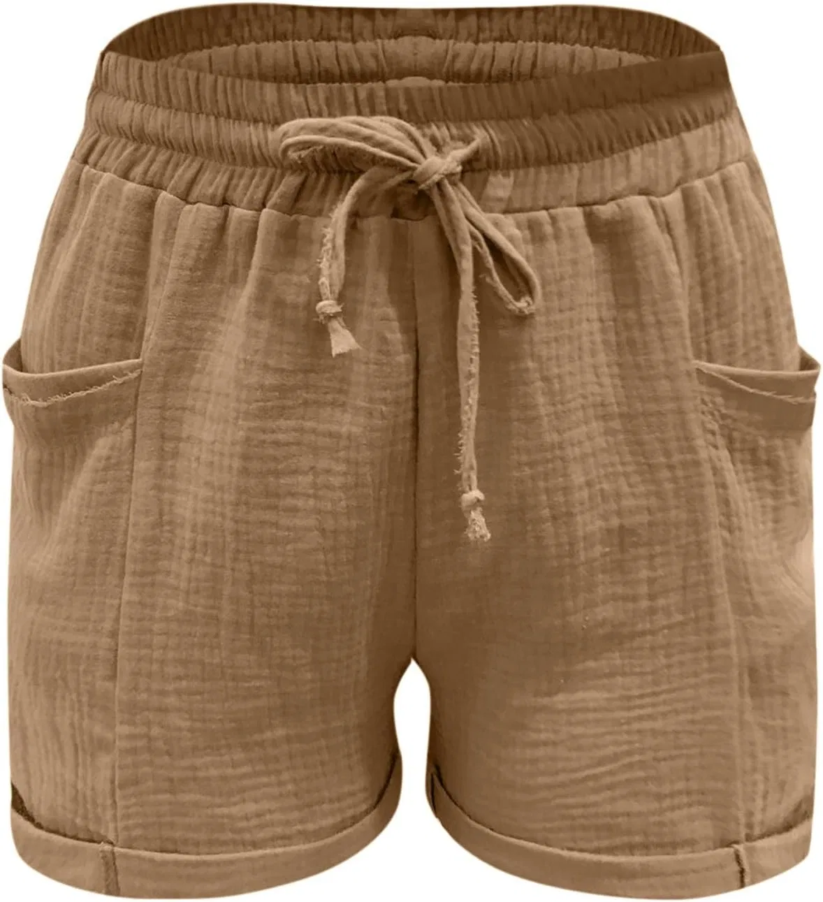 Шорты свободные широкие с завязкой, бренд Generic, цвет Khaki — фото 4