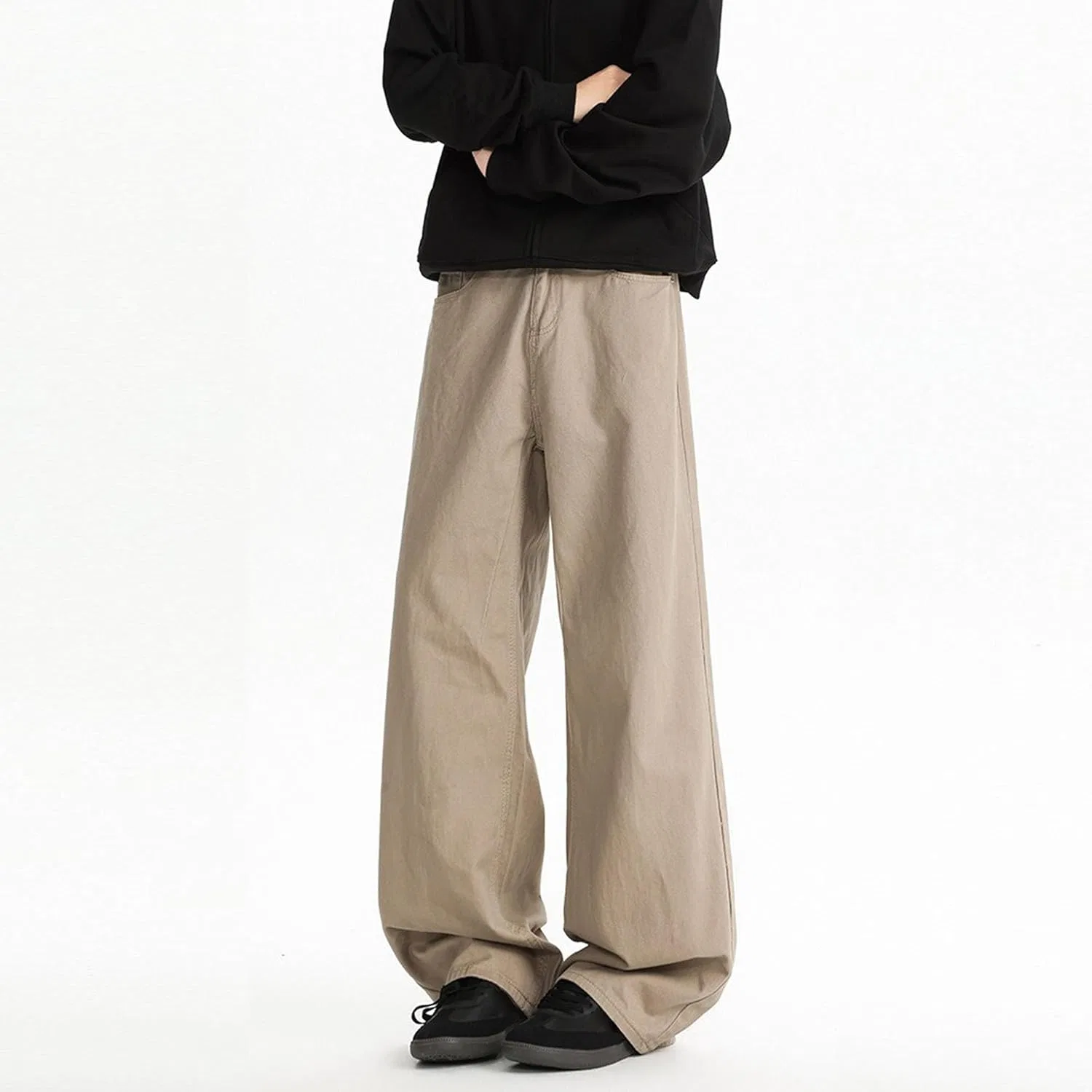 Джинсы широкие Y2K, Casual, Loose Fit, Khaki — фото 3