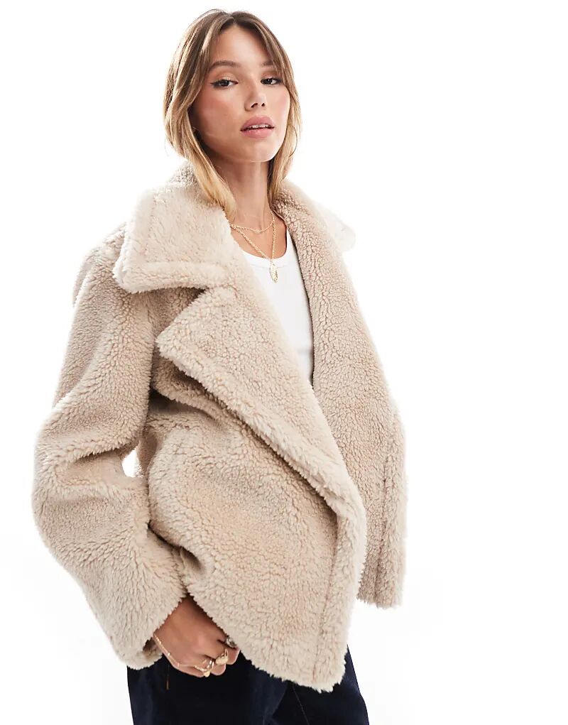 

Куртка борг с воротником в камне Threadbare