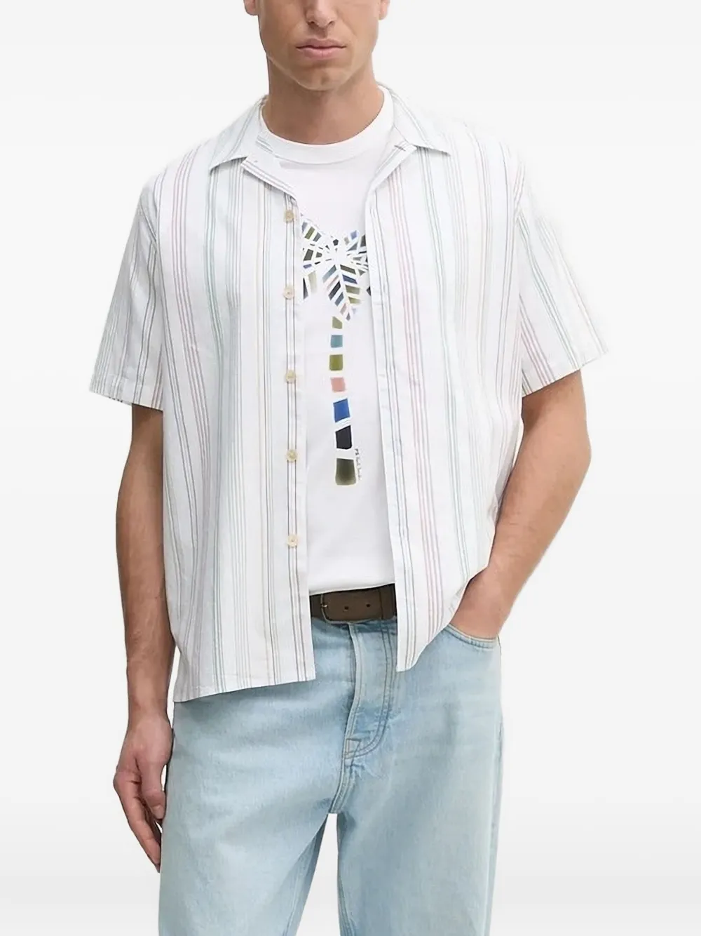 

Полосатая рубашка с короткими рукавами PS Paul Smith, белый