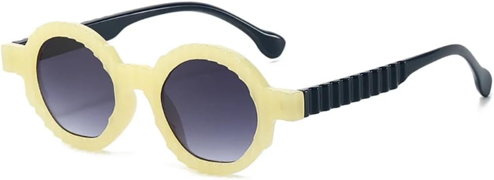 

Уникальные круглые солнцезащитные очки для женщин, модные двухцветные очки с защитой от УФ-излучения UV400, для мужчин в стиле панк, с градиентным переходом цвета UATXTAU, Beige Black Gray