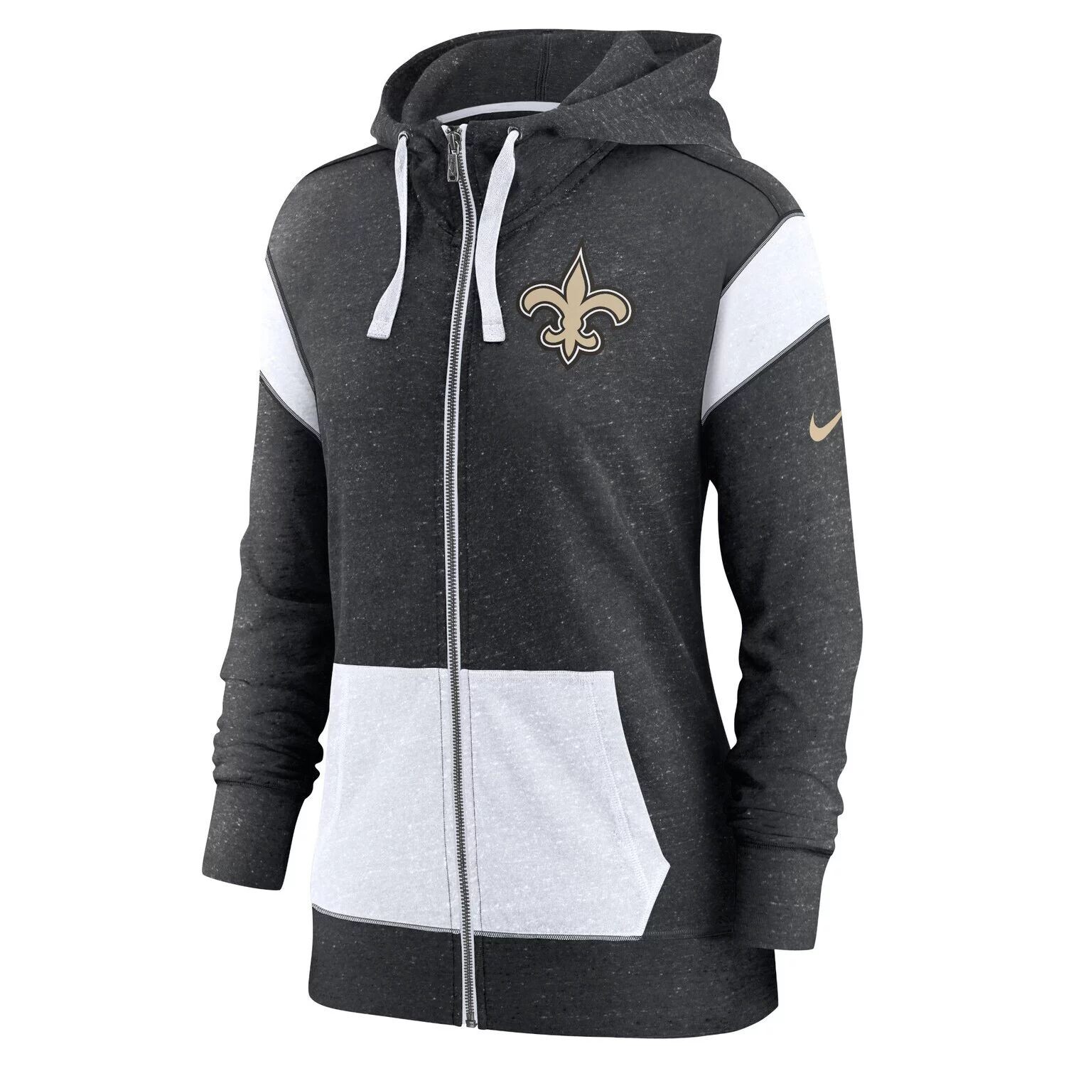 Женская худи с молнией во всю длину Nike Heathered Black/White New Orleans Saints Plus Size Monaco Nike — фото 2