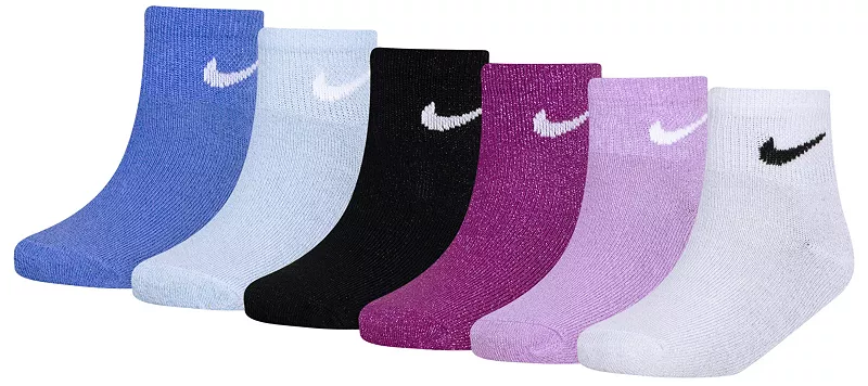 

Набор четвертных носков Nike с люрексом, 6 пар, цвет Royal Pulse