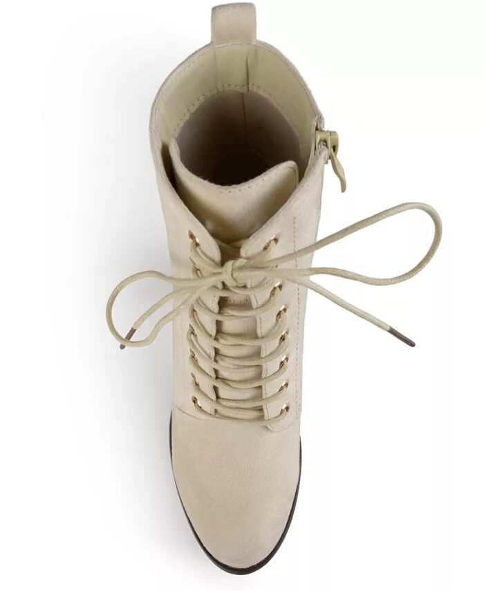 Женские ботильоны Baylor Lace Up Stacked Heel Journee Collection, коричневый/бежевый — фото 4