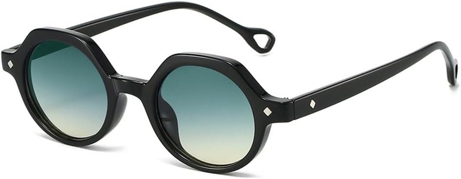 

Ретро маленькие круглые панк-солнцезащитные очки для женщин, модные градиентные очки с защитой от УФ-излучения UV400, мужские солнцезащитные очки с заклепками, зеленые солнцезащитные очки SKFGNX, Black Green Tea