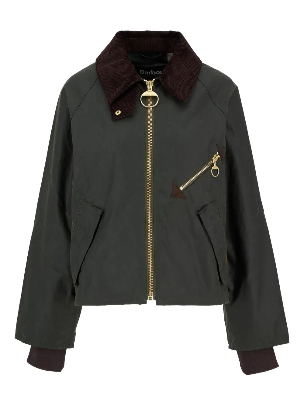 

Куртка с вельветовым воротником и застежкой-молнией спереди Barbour, зеленый