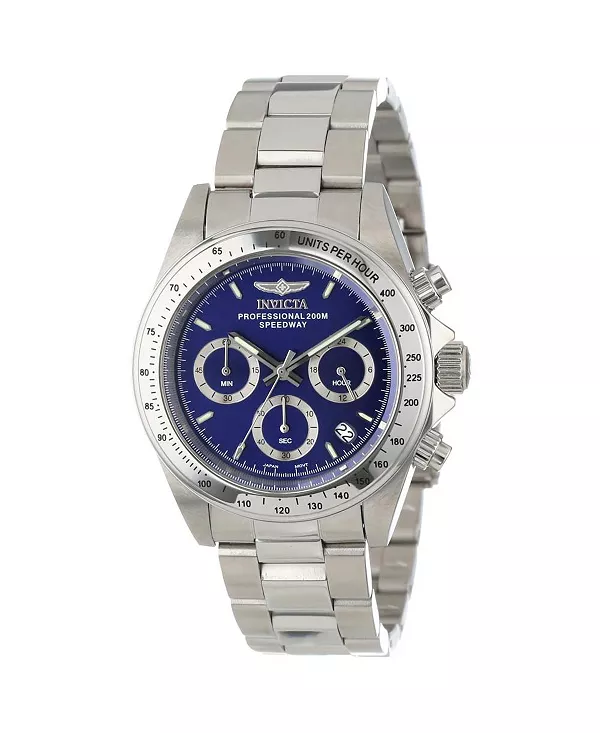 

Мужские кварцевые часы-хронограф Speedway 14382 с синим циферблатом Invicta, silver