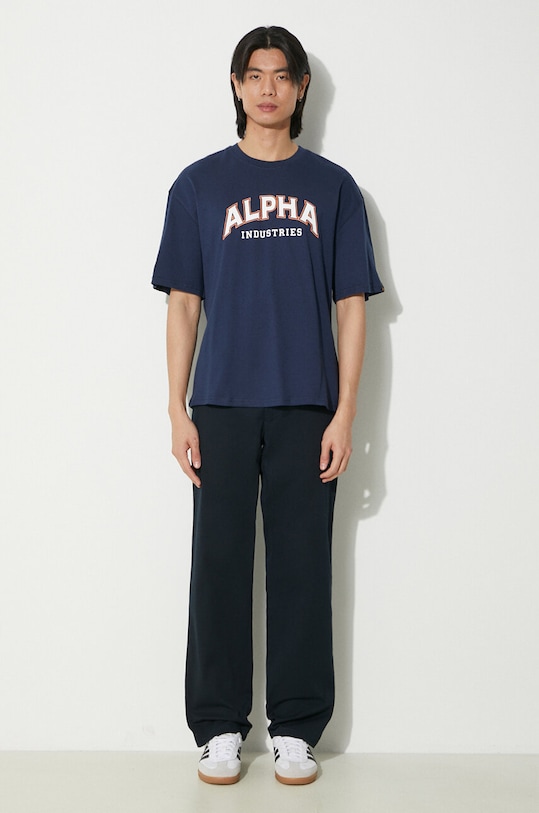 

Хлопковая футболка College Alpha Industries, темно-синий