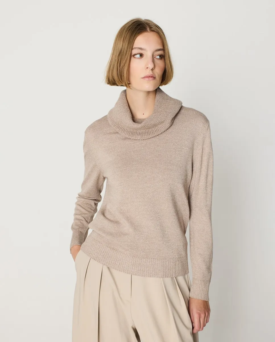 

Женский джемпер свободного кроя с высоким воротником Escorpion, коричневый