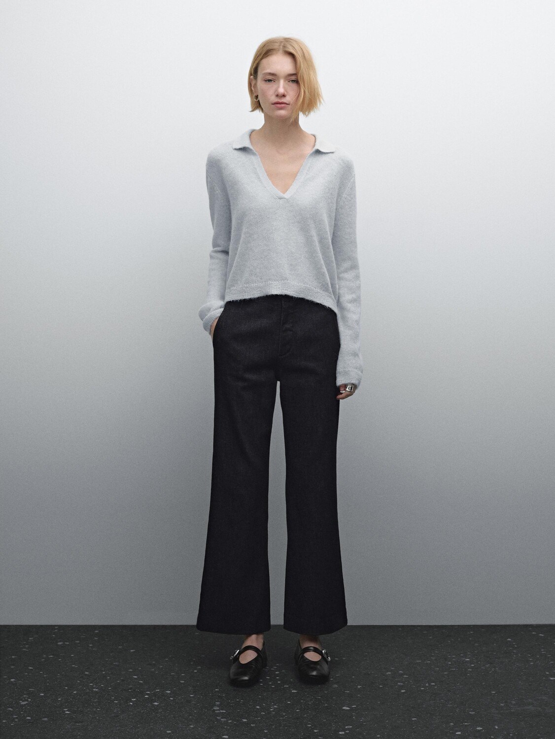 

Расклешенные джинсы из хлопковой смеси Massimo Dutti, синий