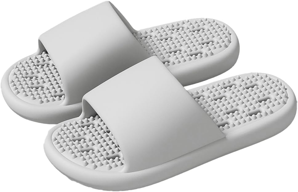 

Женские и мужские шлепанцы с душем Rungion с поддержкой свода стопы, быстросохнущие, для бассейна с дренажными отверстиями, летние пляжные сандалии, серый