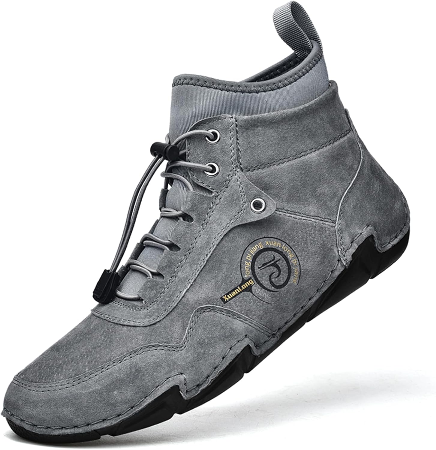 

Мужские повседневные кожаные модные высокие кеды слипоны Чукка, легкие мягкие лоферы для прогулок и вождения Abborora, серый