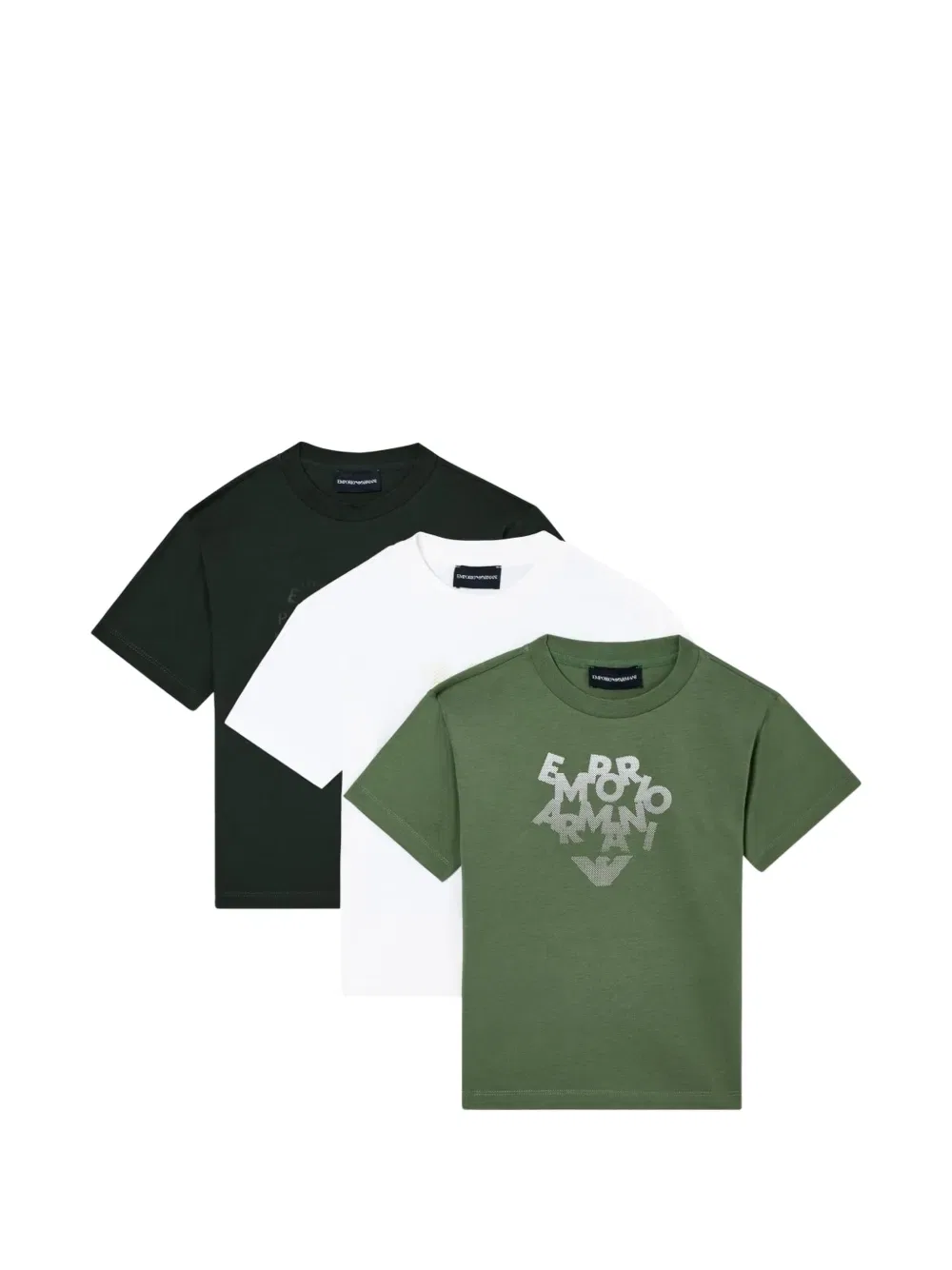 Футболки с логотипом (комплект из трех штук) Emporio Armani Kids, зеленый