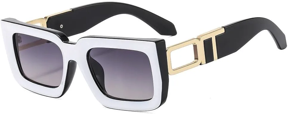 

Модные солнцезащитные очки класса люкс для женщин и мужчин, ретро, ​​двухцветная оправа, трендовые оттенки, защита от ультрафиолета UV400 TKKTLLT, Black White Grey