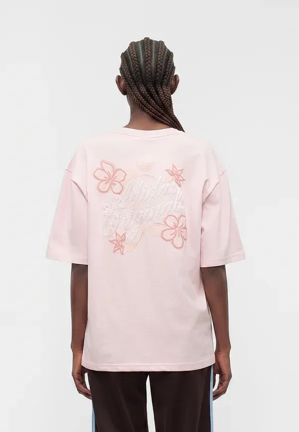 Футболка с принтом Adidas Originals Summer Glow Graphics, песочный розовый