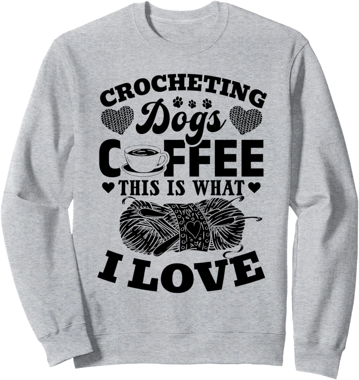 

Вязаная собачка, кофе, вот что я люблю - вязаная толстовка Crochet & Dog Owner Dog Lover, серый