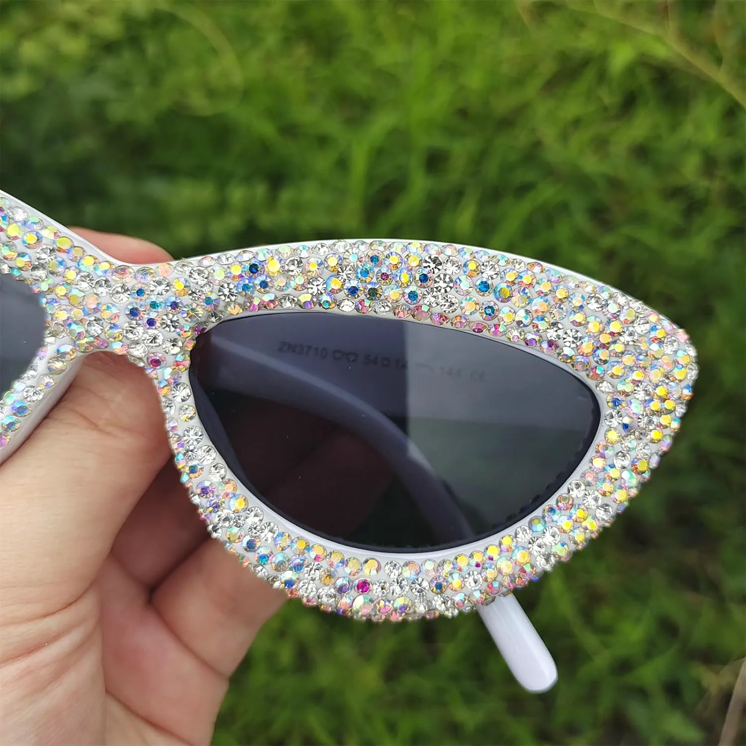 

willochra Модные сверкающие солнцезащитные очки с бриллиантами для женщин, очки-«кошачий глаз» со стразами, бриллиантовые украшения для вечеринки, 2pcs-purple&white