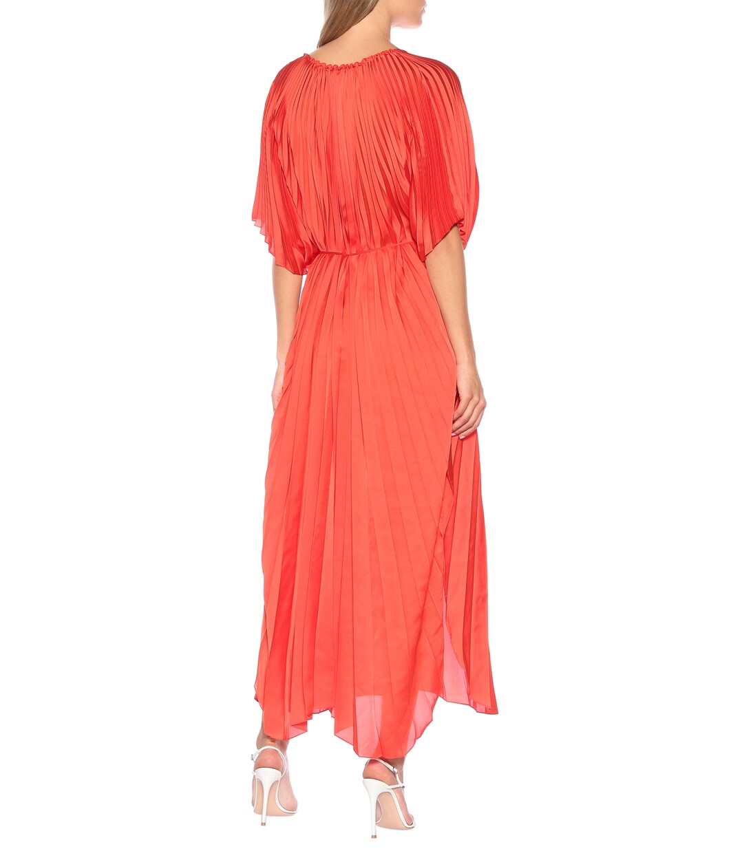 Платье макси из плиссированного атласа Nowra Stella McCartney, Vermillion — фото 3
