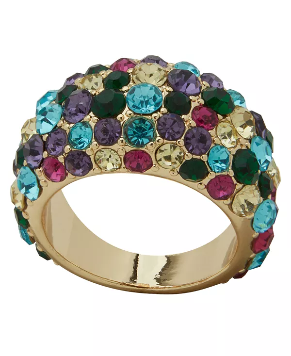 

Кольцо-Коробка с паве из стекла и кубических цирконий золотистого оттенка Emily In Paris, multi