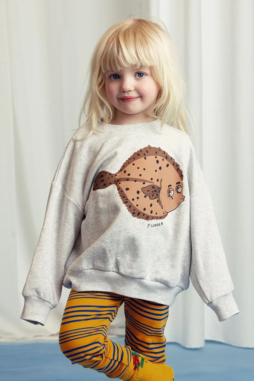 

Детская хлопковая толстовка Flundra Mini Rodini, серый
