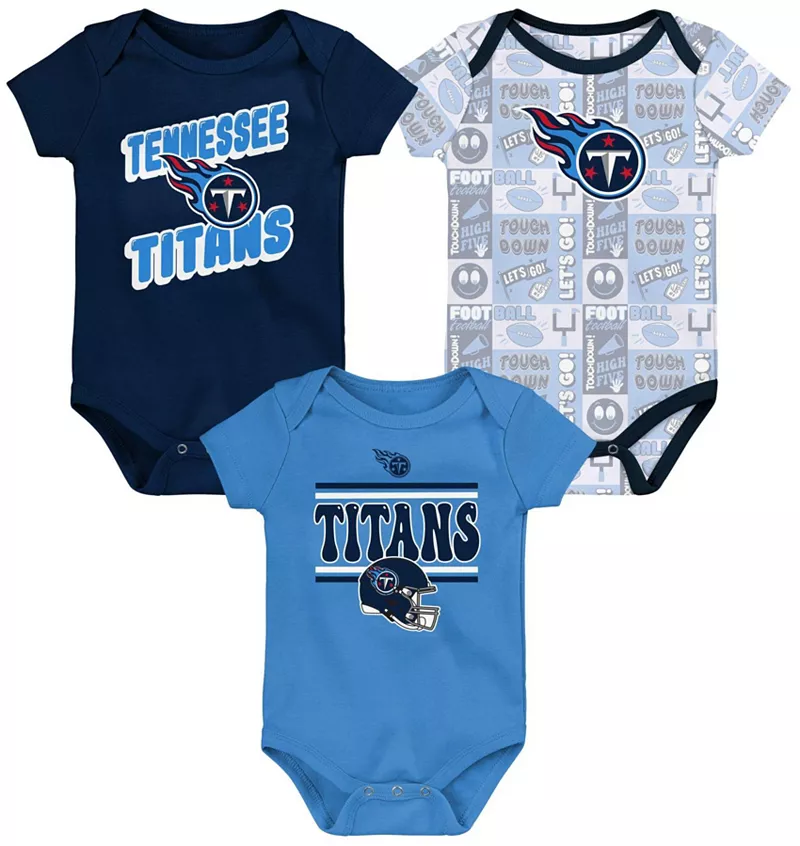 

Комплект из трех цветных комбинезонов команды NFL для младенцев Tennessee Titans Comics Team NFL Team Apparel