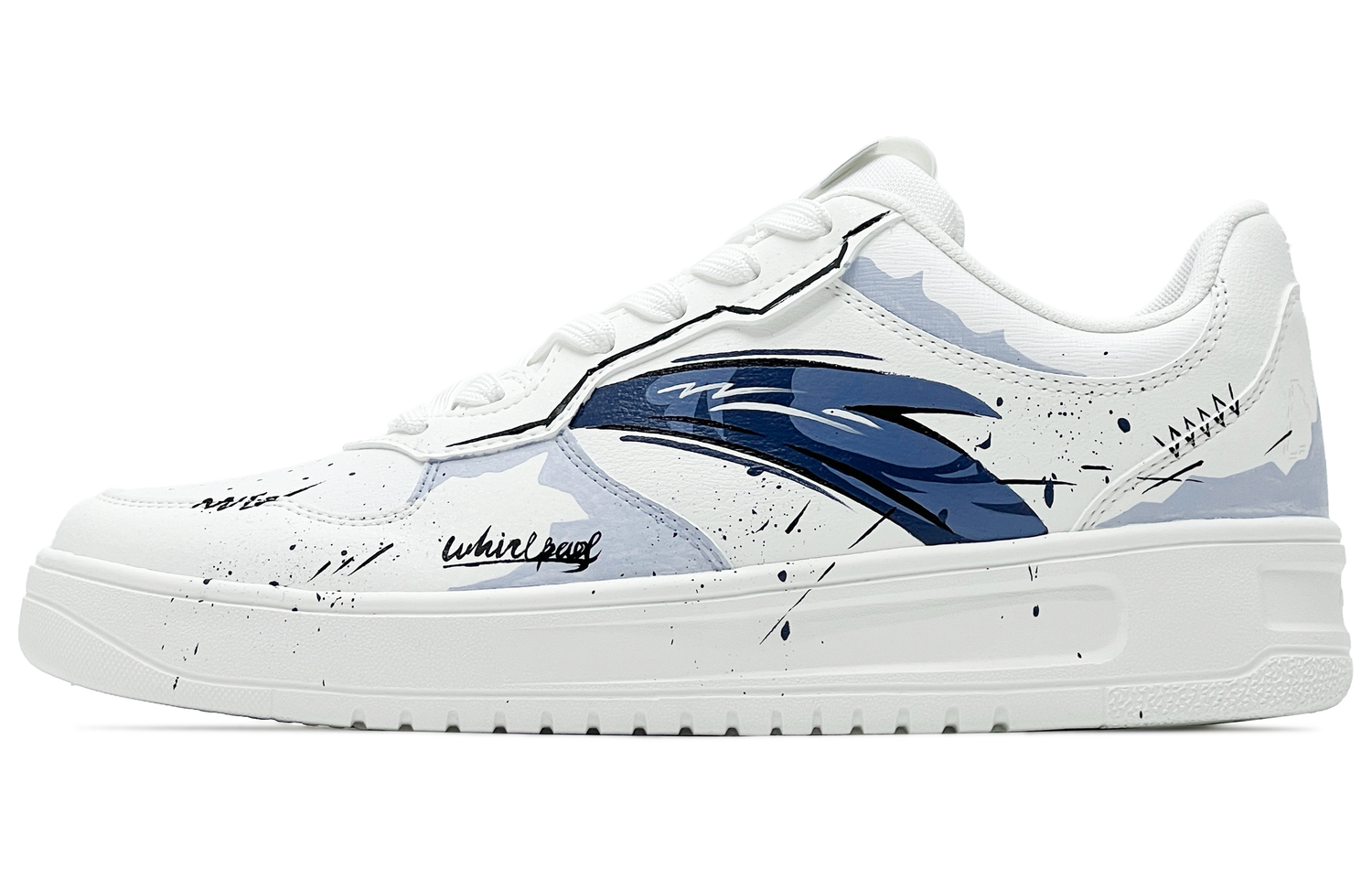 

Мужские низкие кожаные кроссовки для скейтбординга с противоскользящей подошвой и амортизацией ANTA, белый синий