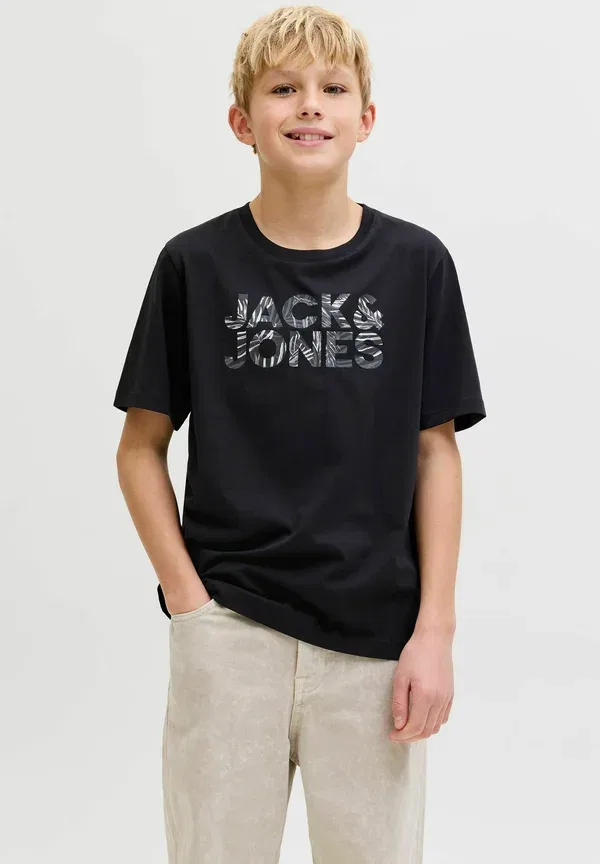 Футболка Jack & Jones Junior Jjejeff logo tee ss sn jnr print t-shirt, черный