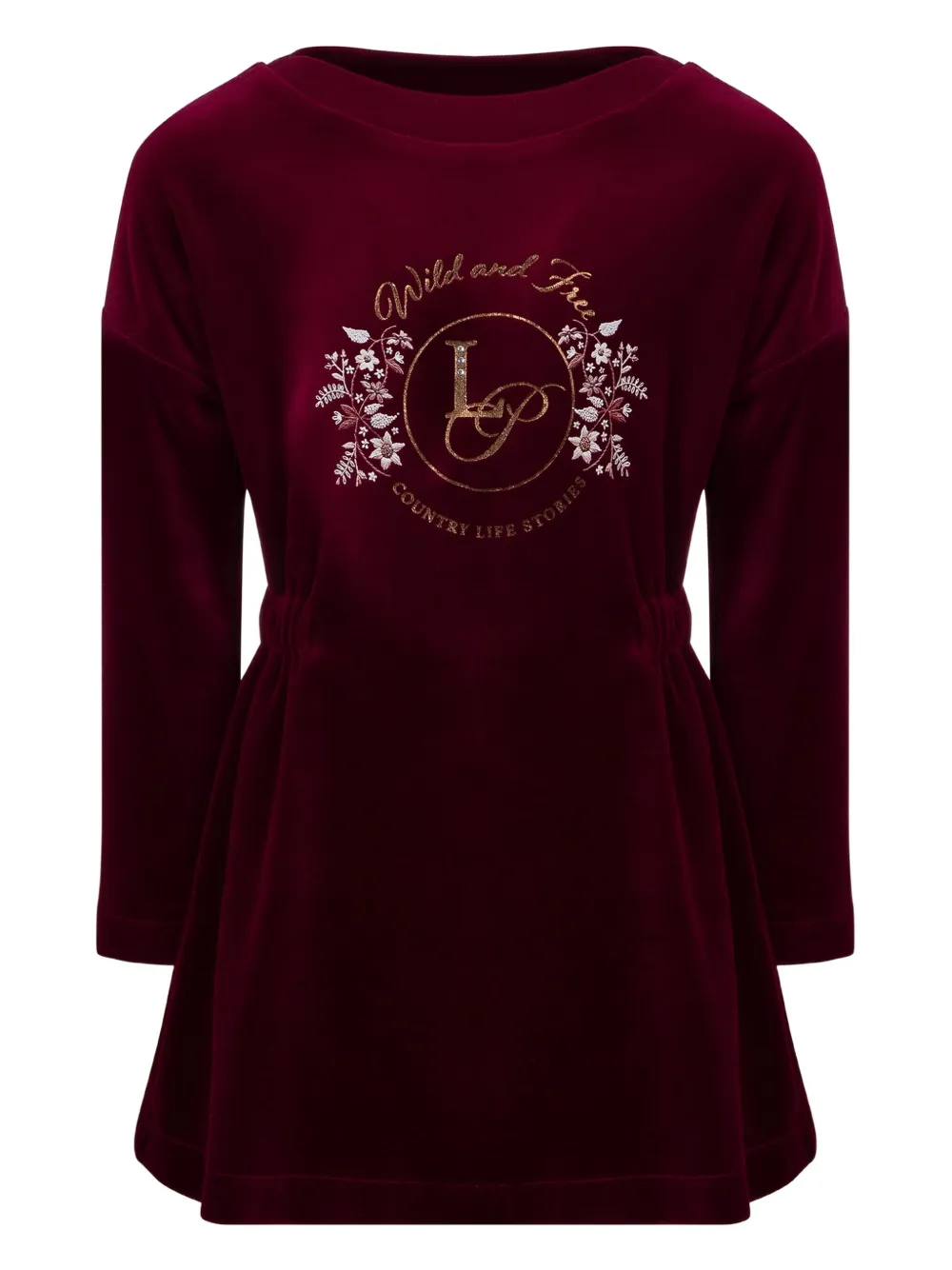 

Бархатное платье с вышивкой Lapin House, красный