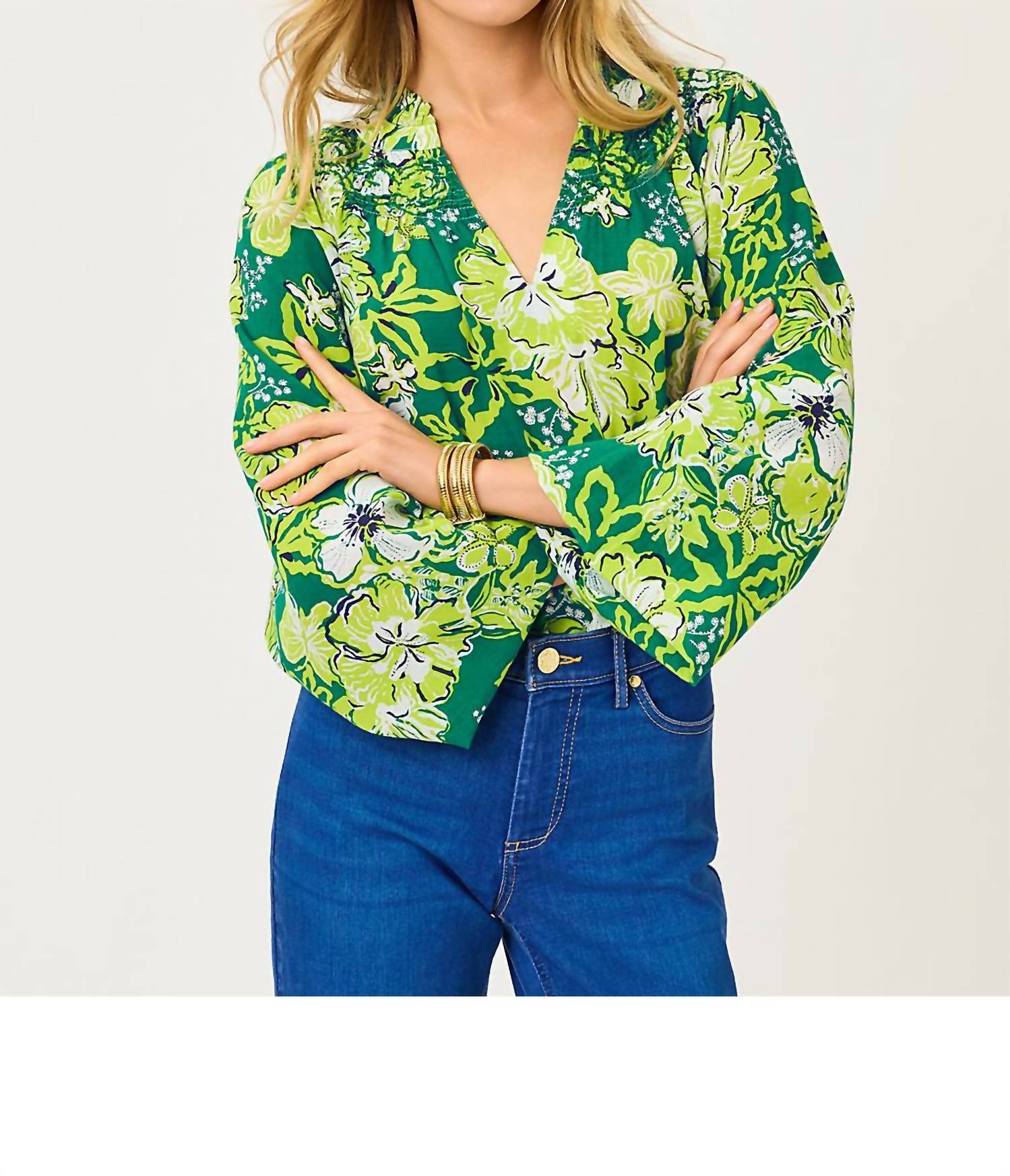 

Длинный топ Lourdes в цвете Fiddle Leaf Green Once And Floral Lilly Pulitzer, Fiddle Leaf Green Once And Floral