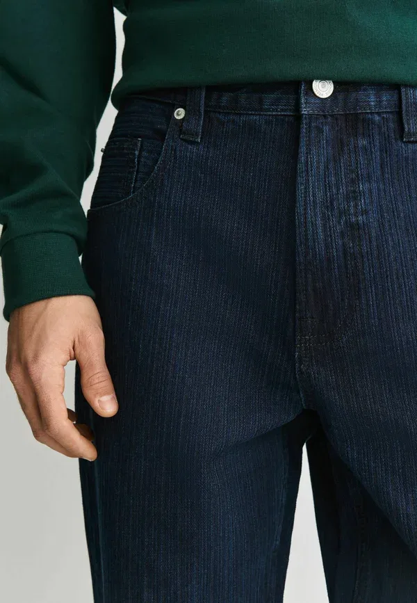 Джинсы свободного кроя Next, dark blue textured, темно-синий текстурированный — фото 3