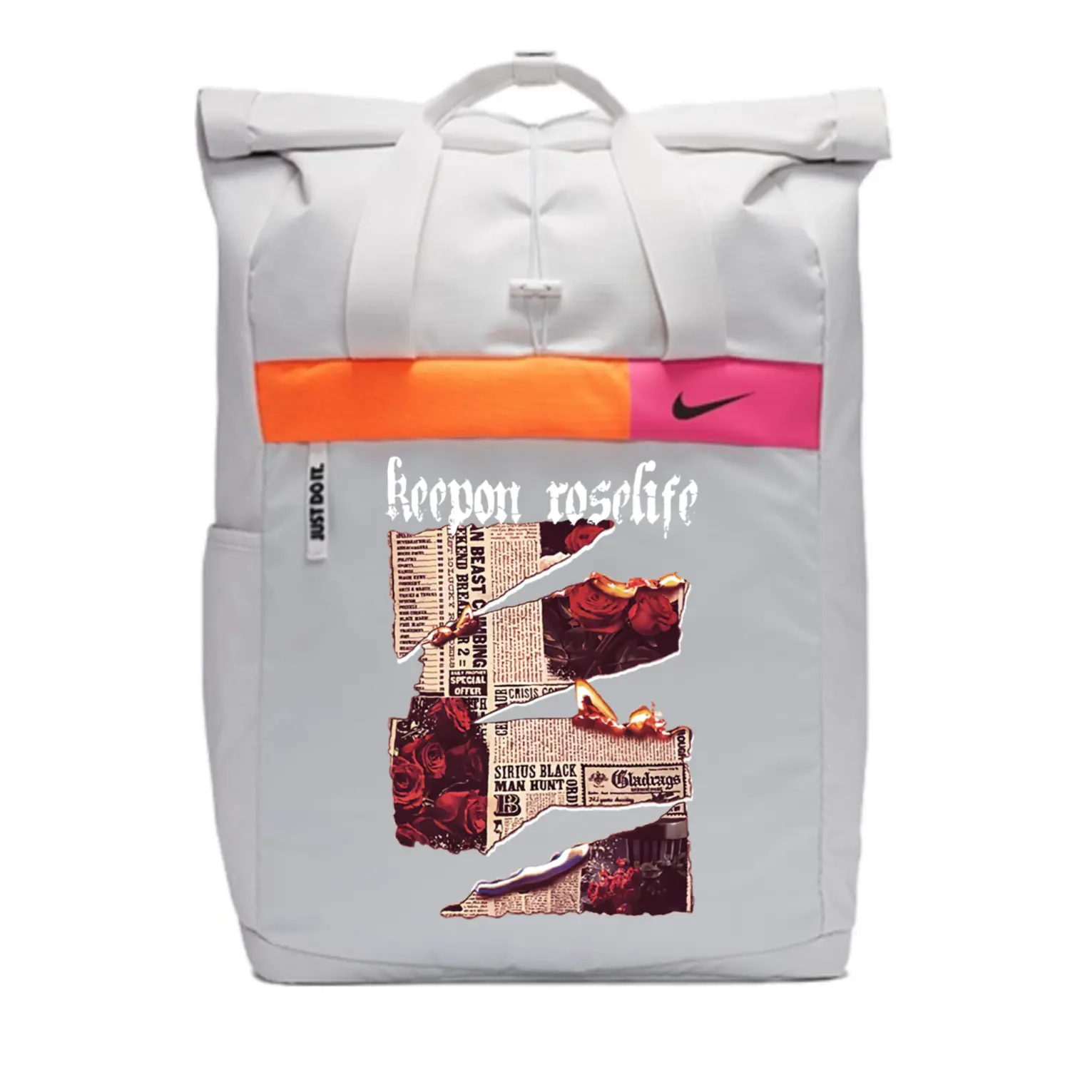 

Рюкзак из ткани обычный унисекс светло-серебристый серый Nike, Граффити с буквами 1