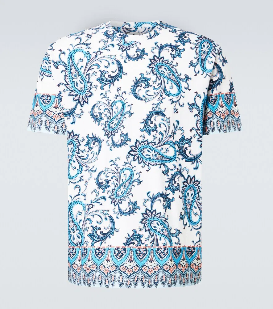 Хлопковая футболка с узором «пейсли» Etro, синий