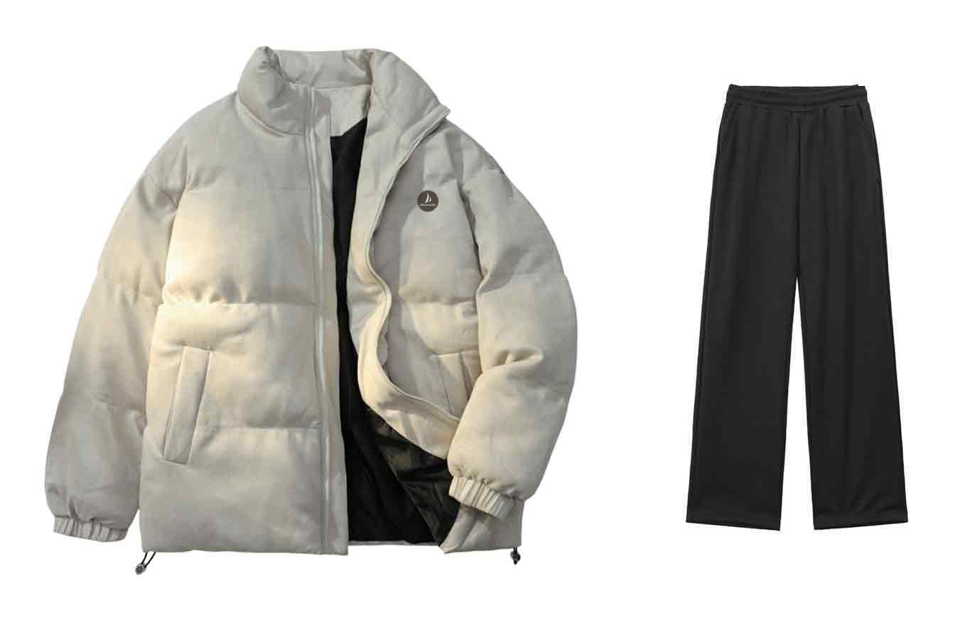 

BRUMAIRE Пуховик Unisex, Light Gray Puffer Jacket (Comes with Casual Pants)