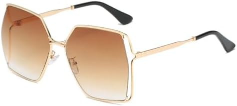 

Женские солнцезащитные очки с градиентным переходом цвета, увеличенного квадратного размера, с полыми линзами, винтажные, из сплава, зеленые, с защитой от УФ-излучения UV400 MTZJH, Tea