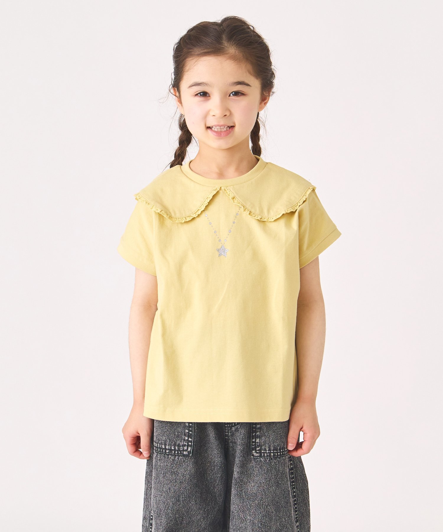 Футболка с воротником-рюшами Ever Closet, mustard