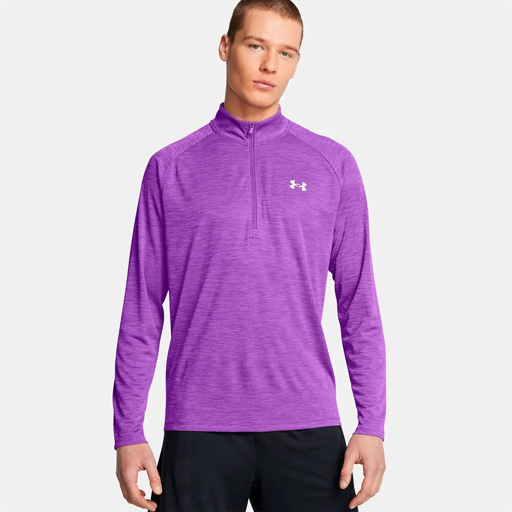 

Футболка Under Armour Tech Textured half zip long sleeve, фиолетовый
