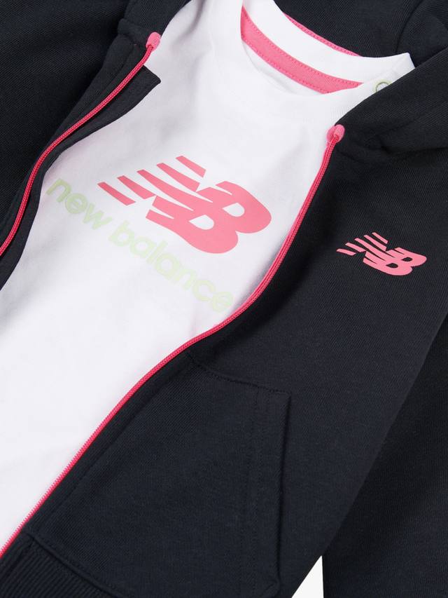 Детская хлопковая худи с логотипом New Balance, T-Shirt & Shorts Set, Nb Caviar — фото 4