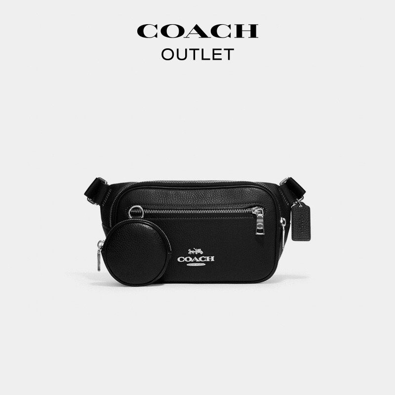 

Мужская поясная сумка COACH ELIAS, серебряная фурнитура/черный
