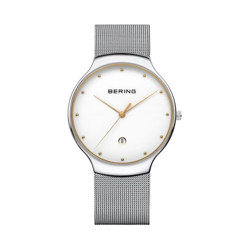 

Женские часы Bering 13338-001 CLASSIC с золотыми деталями и белым циферблатом, белый