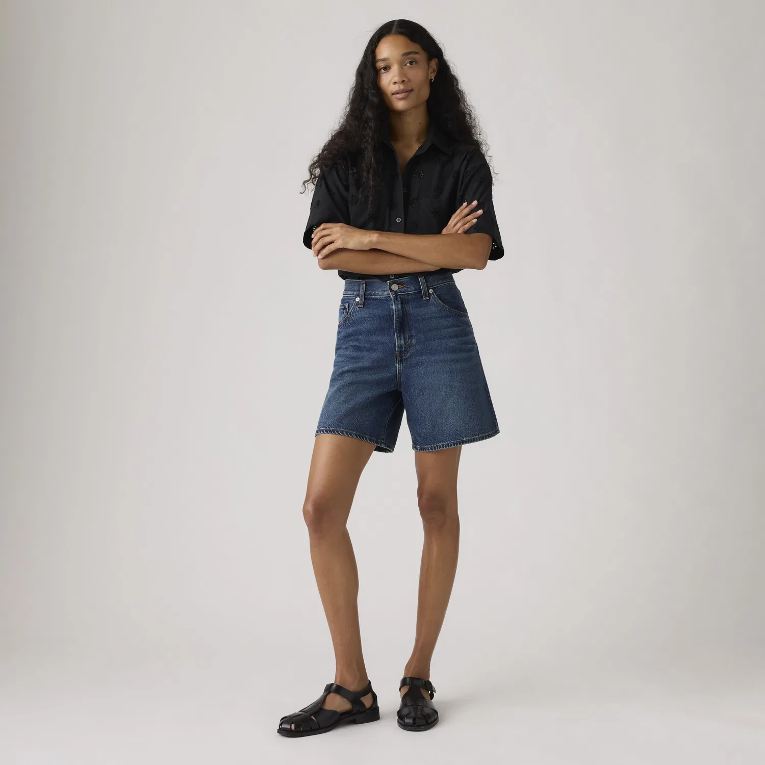 Женские легкие шорты свободного кроя с высокой посадкой Levi's, Dark Wash