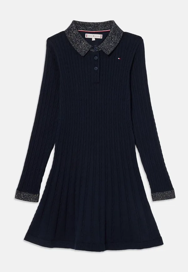 Платье-Комбинезон мини-кройной вязки с блестками Tommy Hilfiger, Dark Night Navy