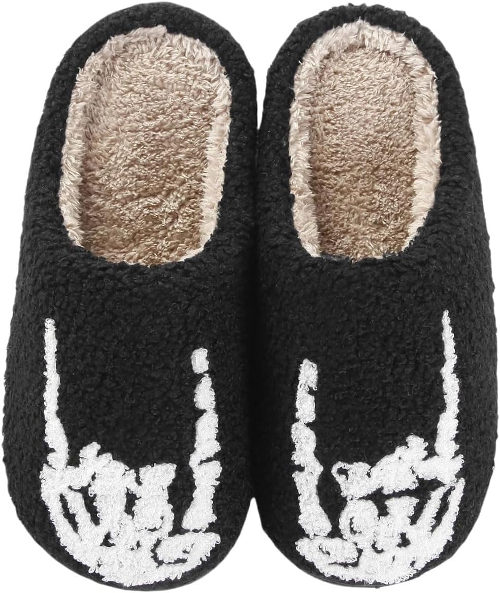

RNTVIC Мужские и женские домашние теплые тапочки с антискользящей подошвой из плюша, черный