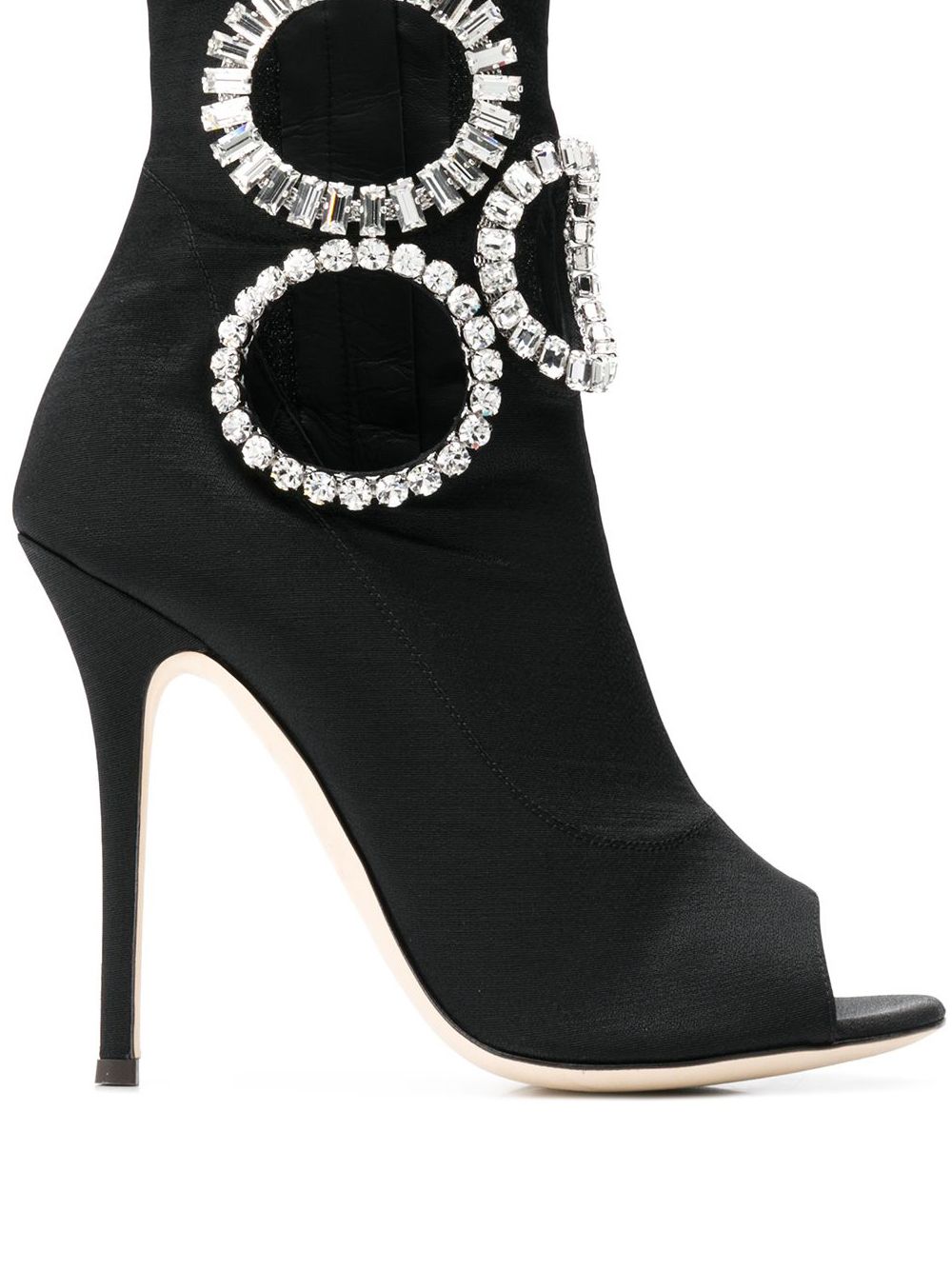 Ботильоны с отделкой кристаллами Giuseppe Zanotti, черный
