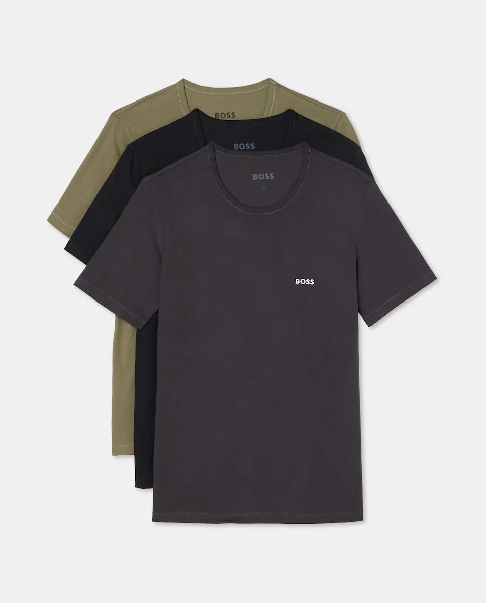 

Набор из трех мужских футболок из хлопка разных цветов Boss