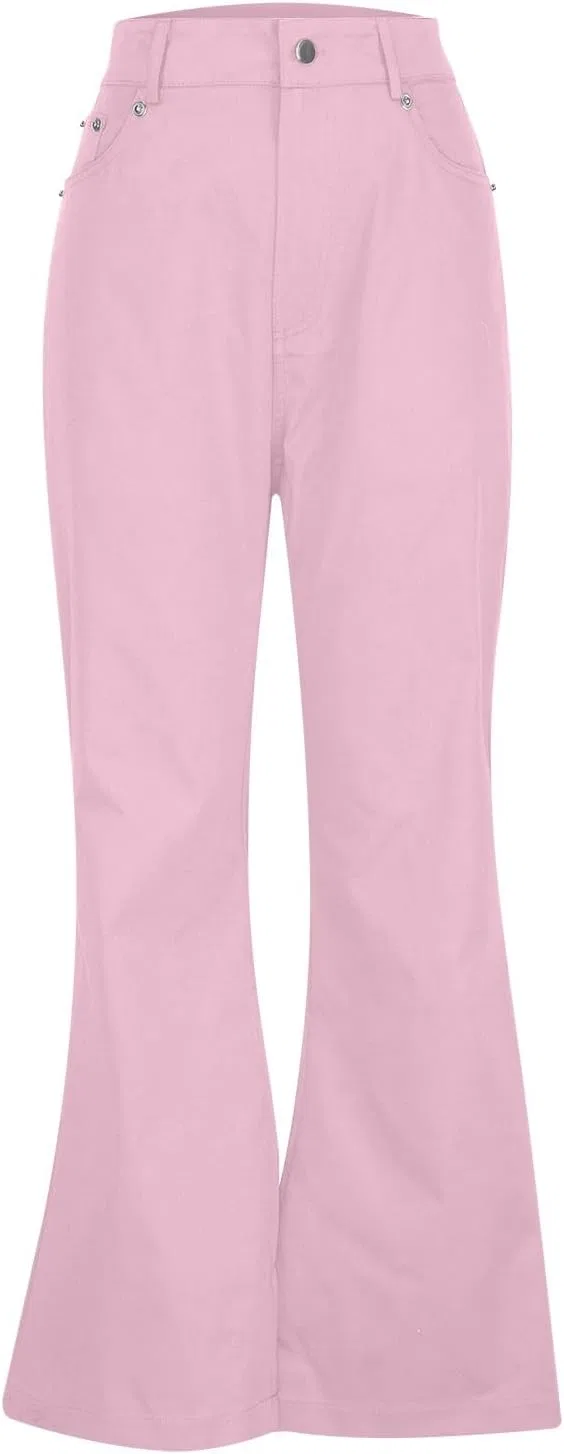 Джинсы клеш с карманами Men Bell Bottom Jean, Pink — фото 4