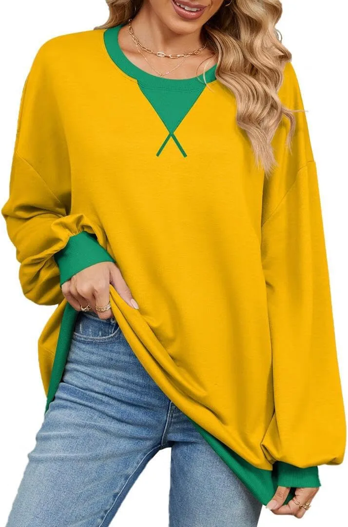 

Женский оверсайз свитшот с длинным рукавом Color Block FMCHICO