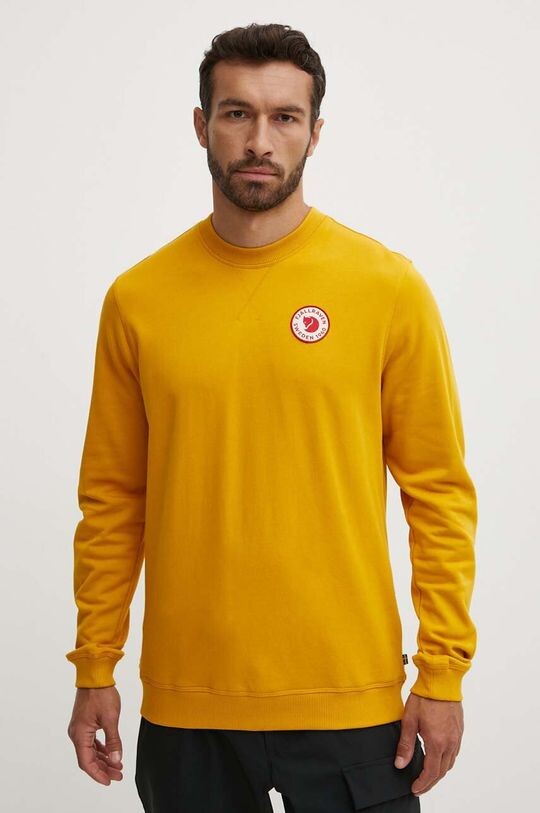 

Хлопковая толстовка с логотипом Badge Sweater Fjallraven, желтый