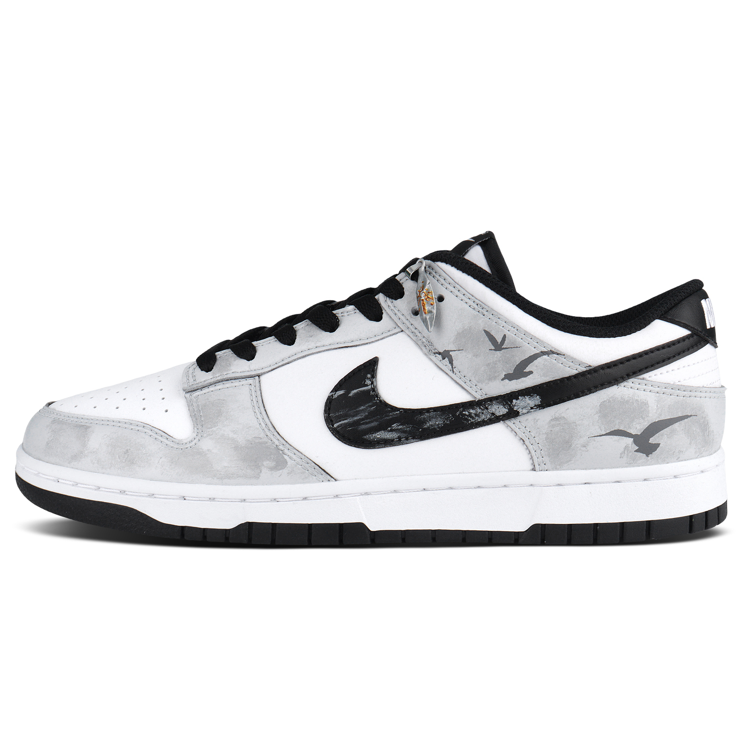 Nike Износостойкие, дышащие низкие скейтбордистские кроссовки Dunk, унисекс, белый и серый — фото 3